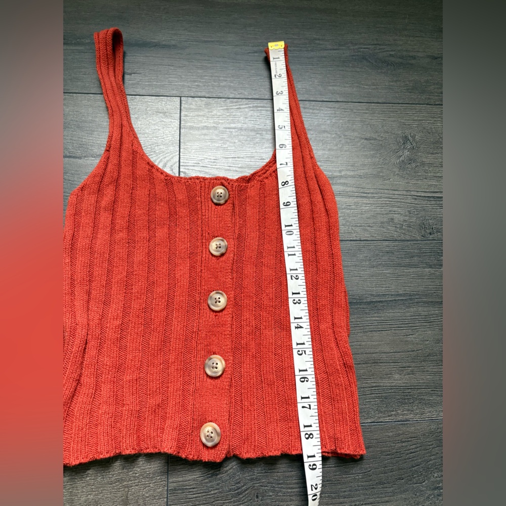 Urban Outfitters Womens Burnt Orange Ribbed Sweater Tank Button Front Size Small - Picture 6 of 9